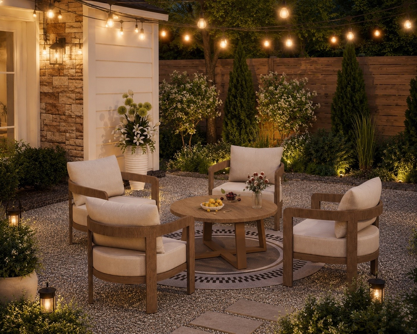 Backyard goals ✨🤎
This cozy patio setup is giving luxury resort vibes without the luxury price tag. Add gravel, layered landscaping, and warm bistro lights for the ultimate elevated outdoor space 🌿✨ Perfect for summer nights at home.

#LTKdayinmylife #LTKmorningroutine