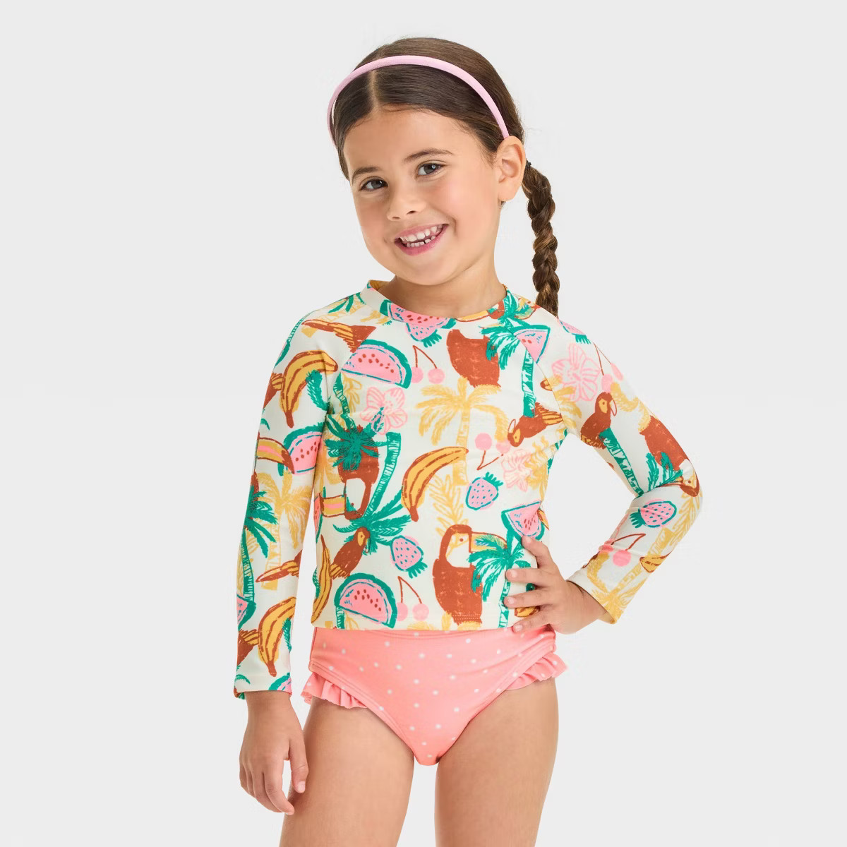 Toddler Girls' Long Sleeve Rash Guard Tankini Set - Cat & Jack™ | Target