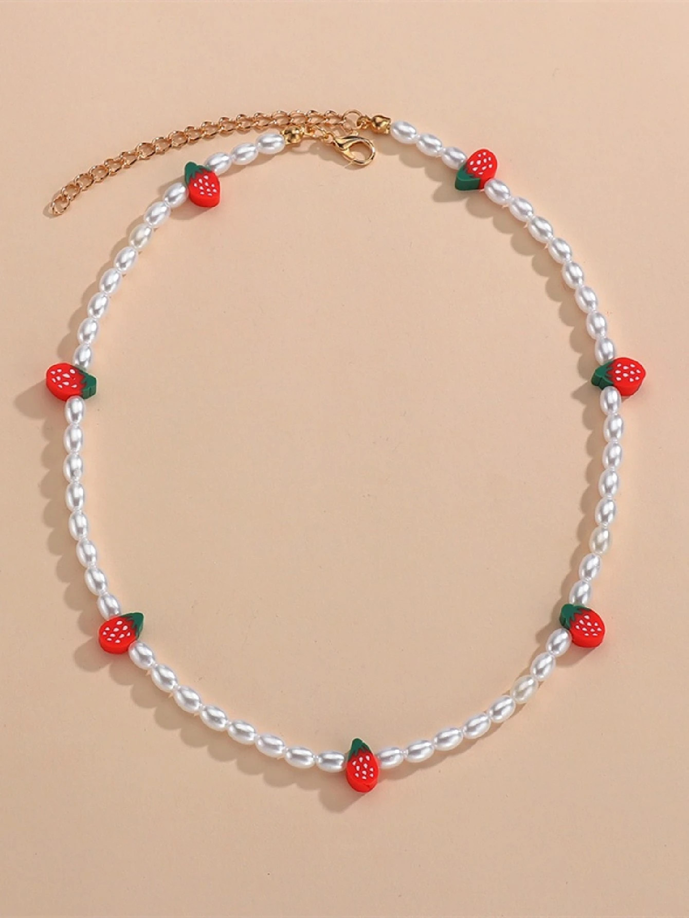 Strawberry Decor Faux Pearl Beaded Necklace | SHEIN