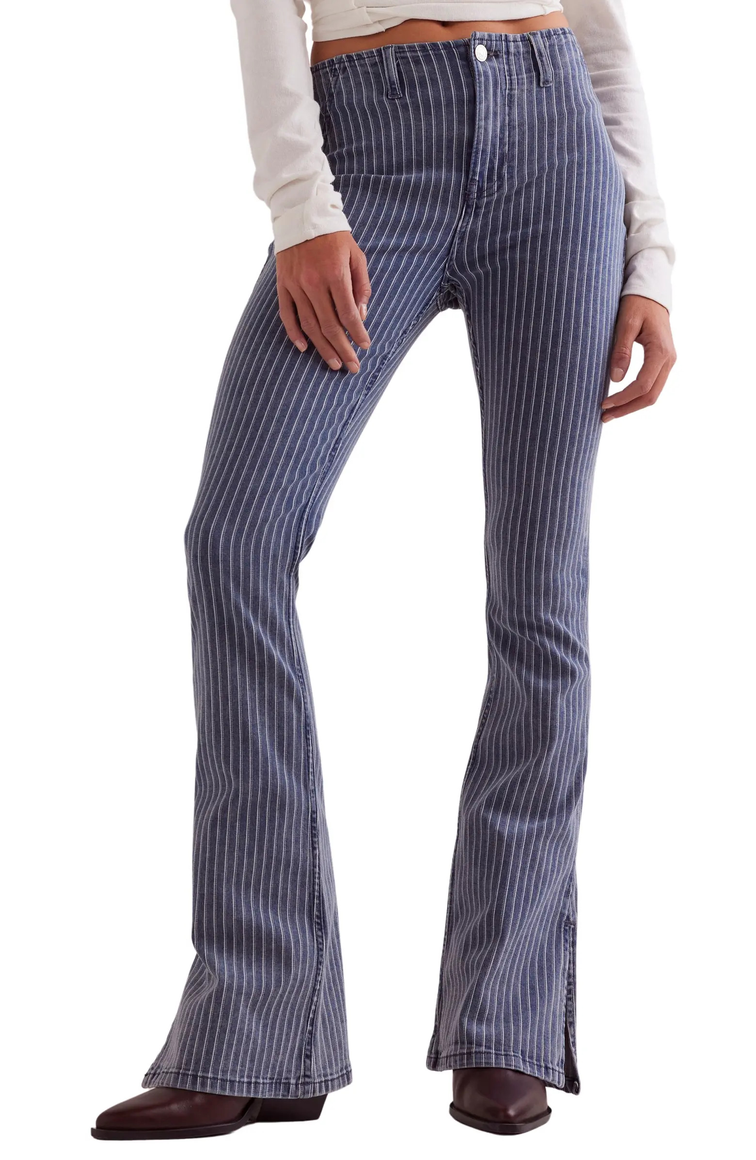 Level Up Stripe Side Slit Bootcut Jeans | Nordstrom