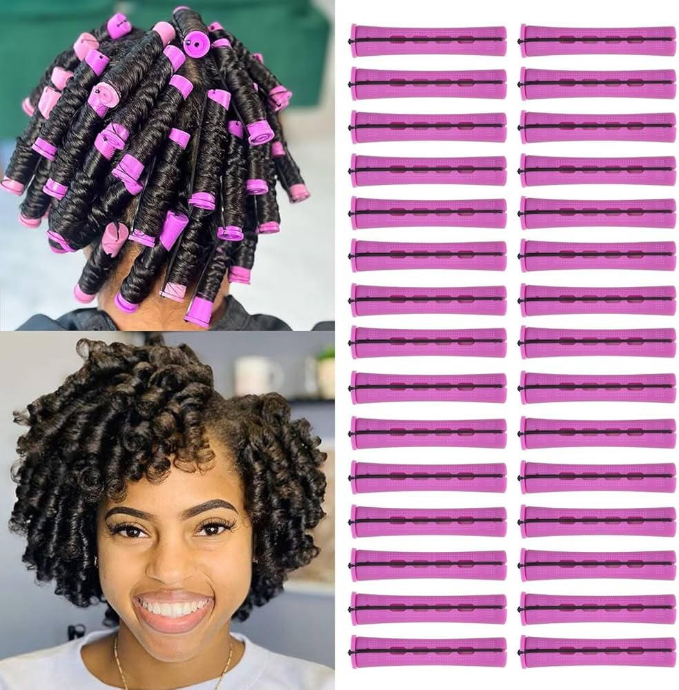FEEL ME 30Pcs Purple Perm Rods for Long Short Hair, Plastic Cold Wave Rods, Non-Slip, Heatless, M... | Amazon (US)