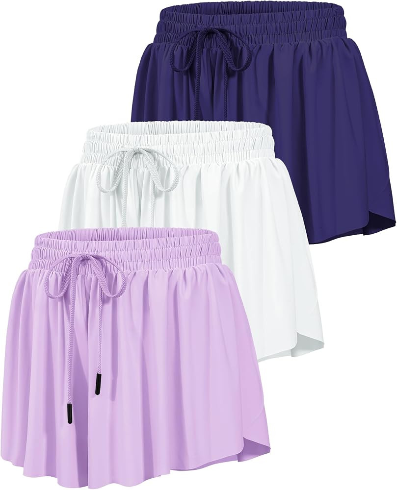 HASMES Girls Butterfly Shorts Teen Flowy Athletic Shorts for Running Dance Cheer 5-14Y | Amazon (US)