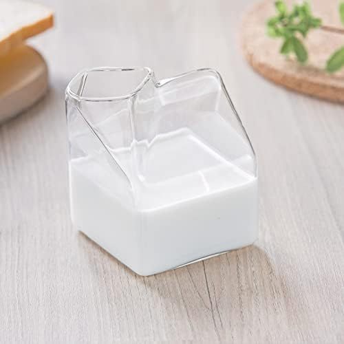 Glass Milk Carton Creamer Pitcher Cute Clear Milk Carton Cup Mini Creamer Pitcher Container 12 Oz... | Amazon (US)