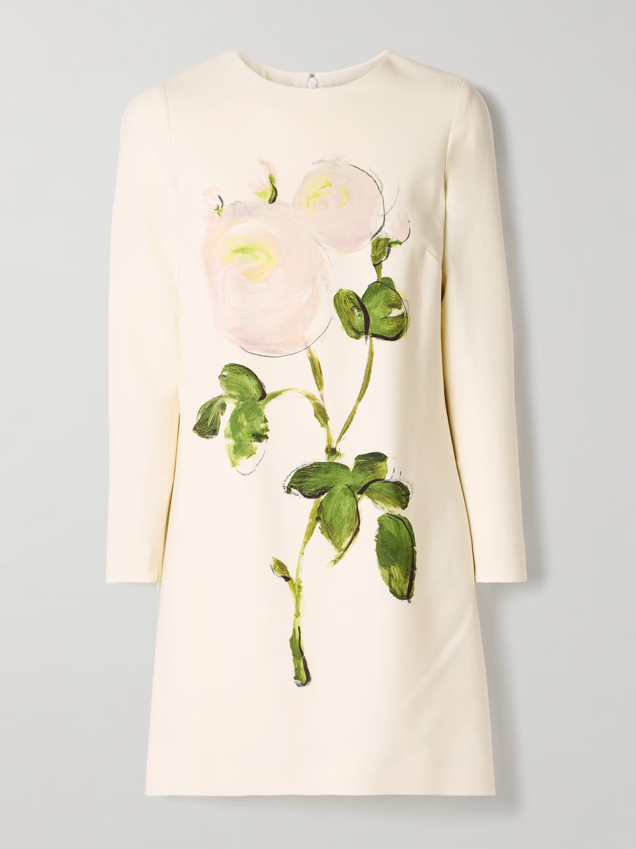Oscar de la Renta - Floral-print Wool-blend Crepe Mini Dress - Off-white | NET-A-PORTER (US)