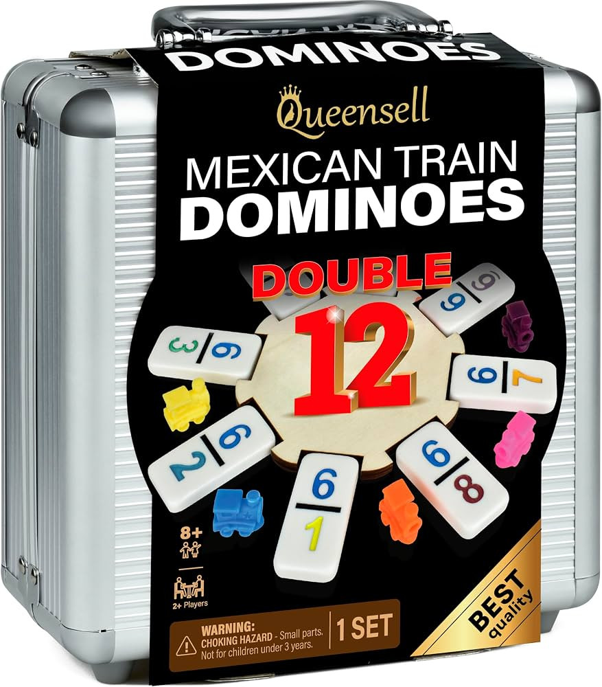 Queensell Mexican Train Dominoes Set with Numbers, Double 12 Dominoes Sets for Adults, Mexican Do... | Amazon (US)