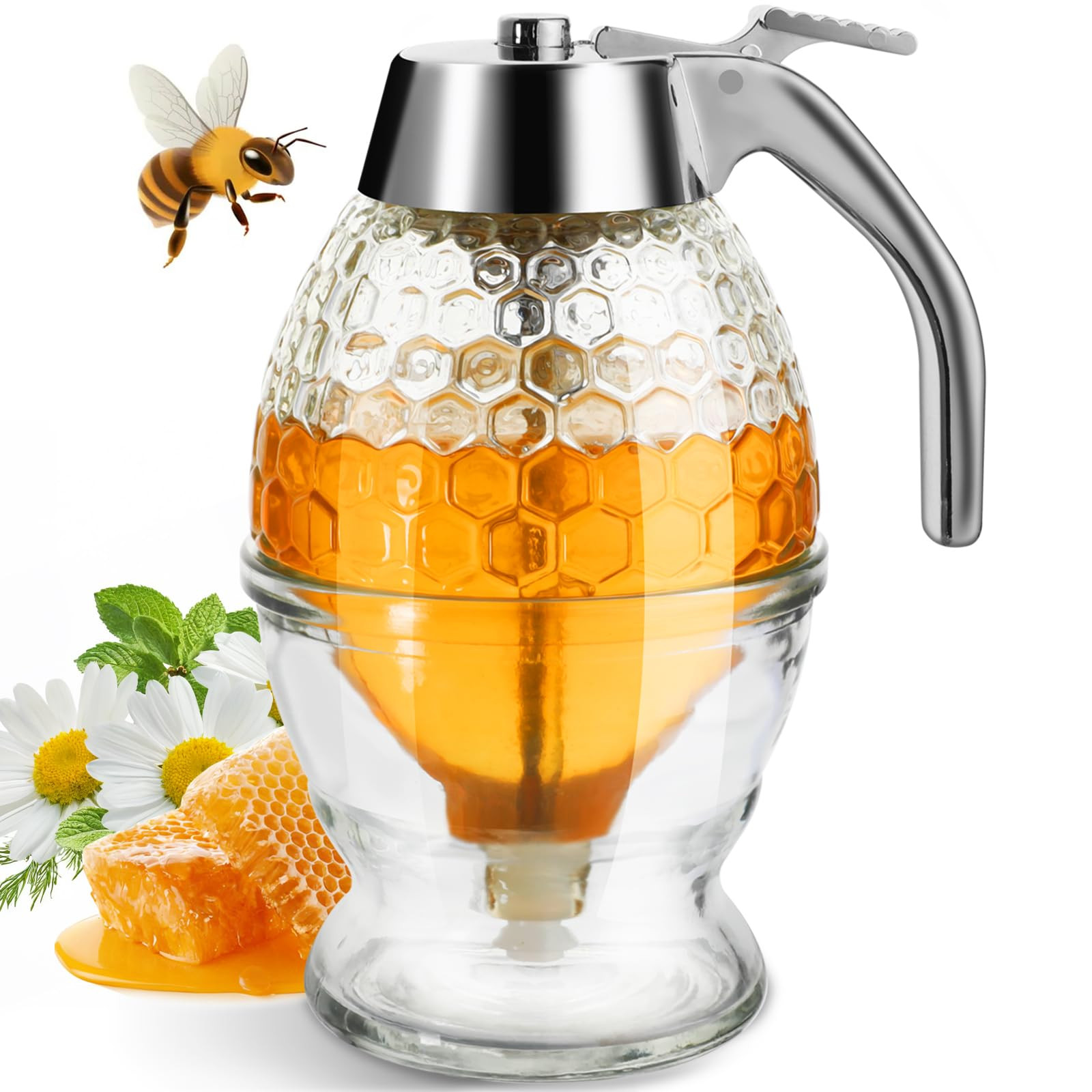 Timtopno Honey Dispenser, Glass Honey Dispenser No Drip, Honey Pot with Stand, 8 oz Honey Jar, Ma... | Amazon (US)