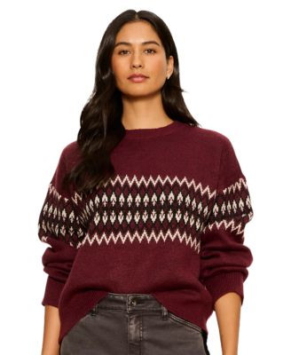 Sanctuary Women's Argyle Crew Long-Sleeve Pullover - Hazelnut Argyle | Macy's