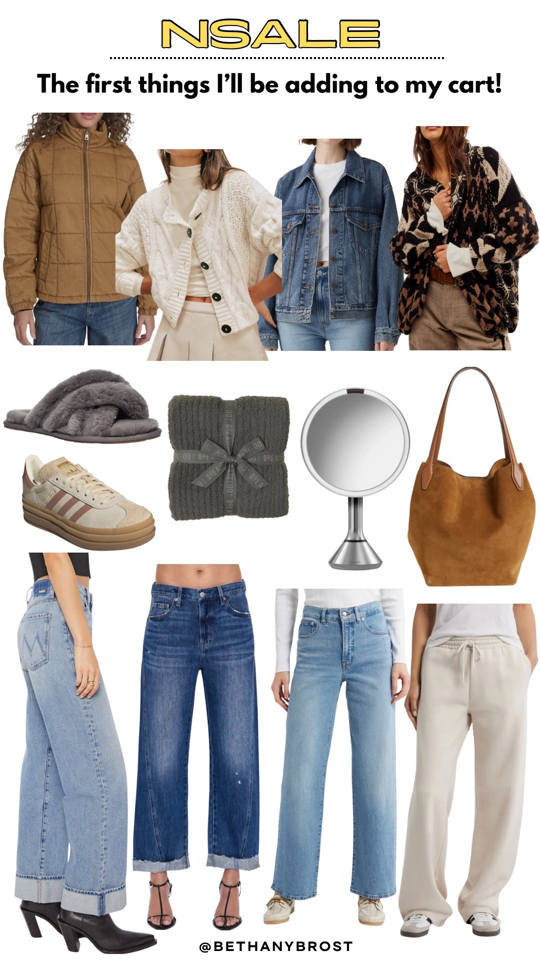 Add to your wishlist NOW, so you’re ready to check out when you have access to shop! 
LOVING these 3 denim jean styles, wide leg sweatpants, suede bucket bag, quilted jacket, oversized denim jacket, chunky knit sweaters, Ugg slippers, adidas, and magnifying vanity mirror, dreamiest softest throw blanket

#LTKFindsUnder50 #LTKFindsUnder100 #LTKSaleAlert