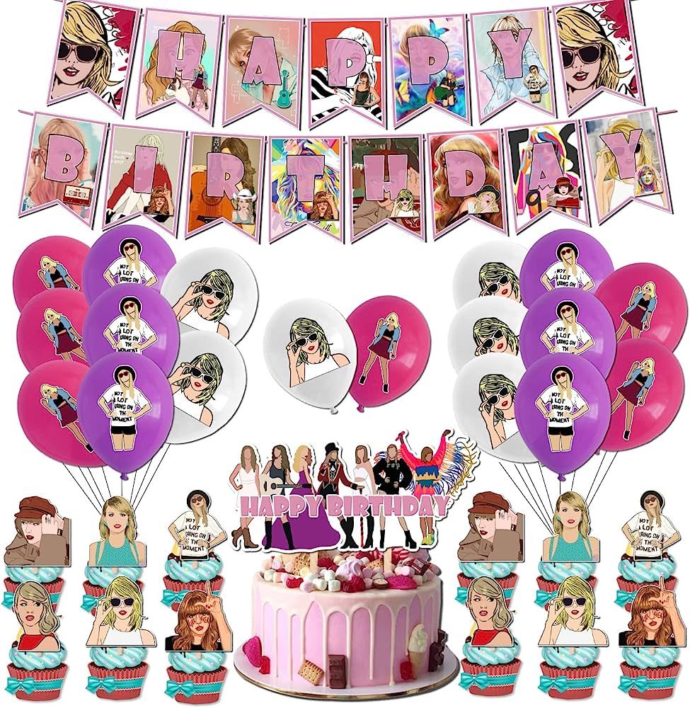 Tay-lor Singer Birthday Party Decorations, Popular Singer Theme Party Decorations Include Happy B... | Amazon (US)