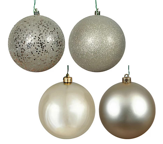 Vickerman 3" Champagne 4-Finish Ornament, 32 per Box | QVC