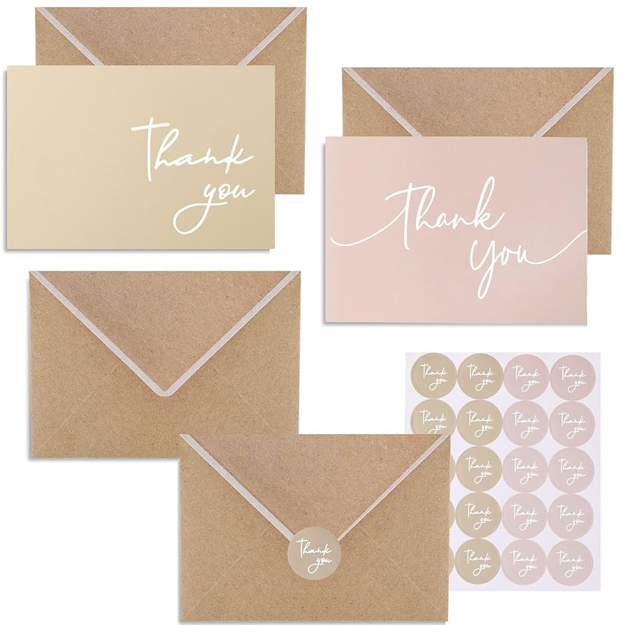 Winoo Design 100 PK Bulk Thank You Cards with Envelopes - 5 x 3.5 Inches Wedding Cards Baby Showe... | Amazon (US)