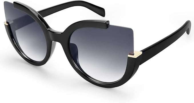 Supertrip Womens Fashion Oversized Round Square Plastic Vintage Cut-Out Flash Mirror Lens Cat Eye... | Amazon (US)