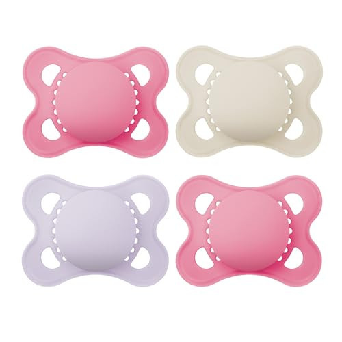 MAM Original Matte Baby Pacifier, Nipple Shape Helps Promote Healthy Oral Development, BPA-Free Silicone Nipple, Best for Breastfed Babies, Easy to Clean, 0-6 Months, 4 Count, Girl | Amazon (US)
