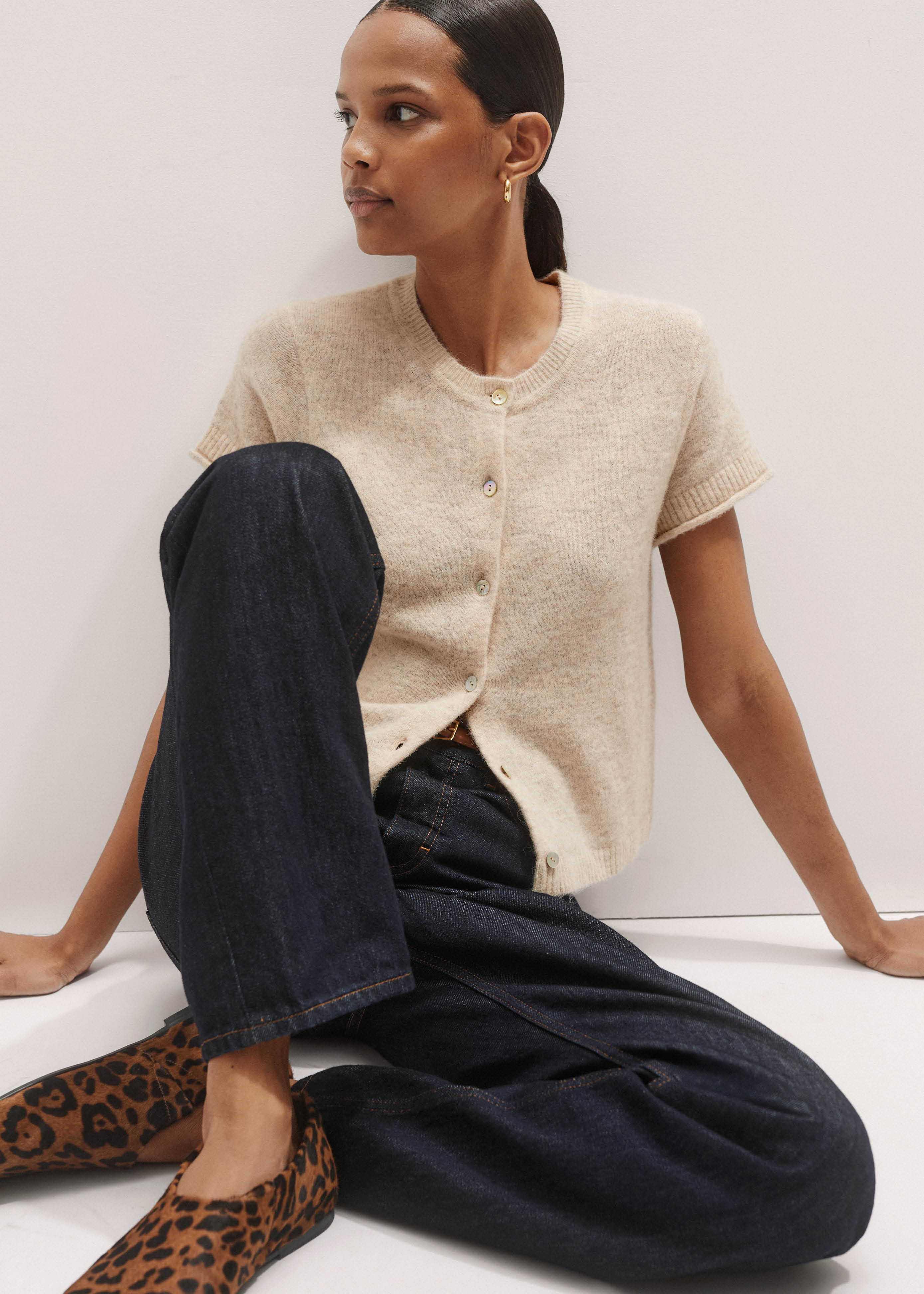 Button-Through Knit Baby Tee Responsibly Sourced Alpaca + Recycled Fibre Blend | ME+EM Global (Excluding US)