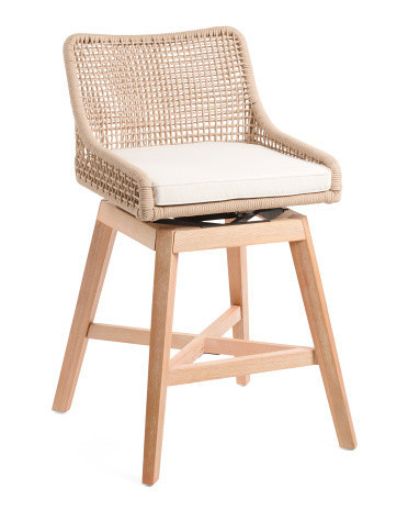 38in Rope Swivel Cross Weave Counter Stool With Cushion | Polyester | Marshalls