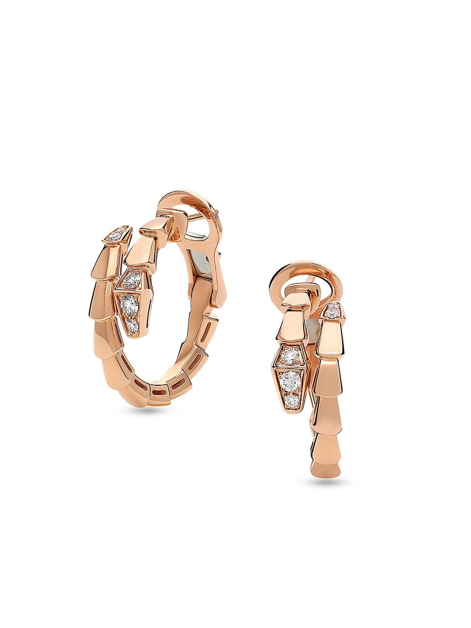 Women's Serpenti Viper 18K Rose Gold & 0.18 TCW Diamond Hoop Earrings - Pink Gold | Saks Fifth Avenue