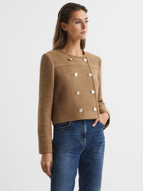 Cropped Double Breasted Jacket | Reiss UK