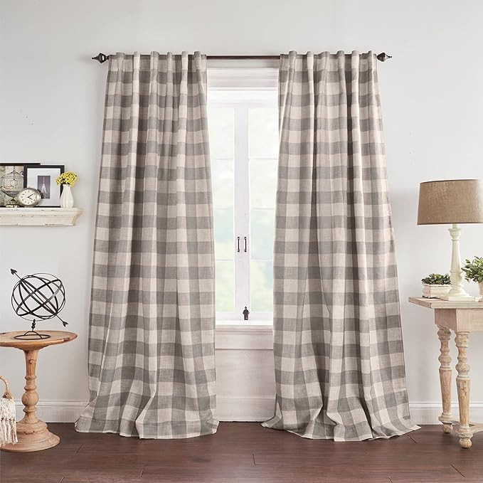 Elrene Home Fashions Farmhouse Living Grainger Buffalo-Check Blackout Window Curtain, Living Room... | Amazon (US)