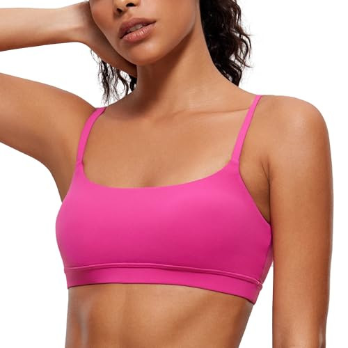 CRZ YOGA Womens Butterluxe Adjustable Spaghetti Strap Sports Bra - Scoop Neck Wireless Padded Yog... | Amazon (US)