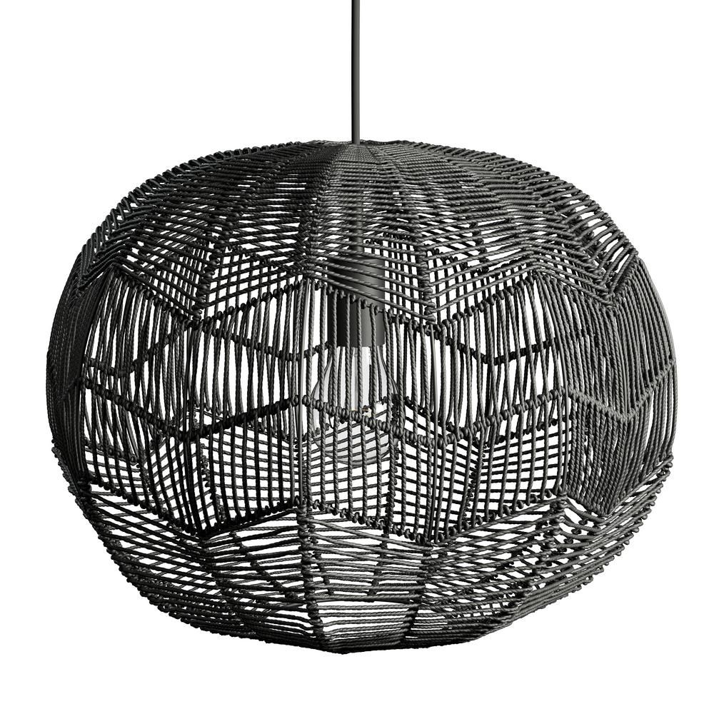 Manor Brook Byron 1-Light Black Rattan Pendant-MB100452 - The Home Depot | The Home Depot