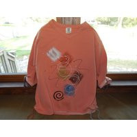 Hand-Painted Terracotta Sweatshirt Women's V-Neck Tunic, Abstract Art | Etsy (US)