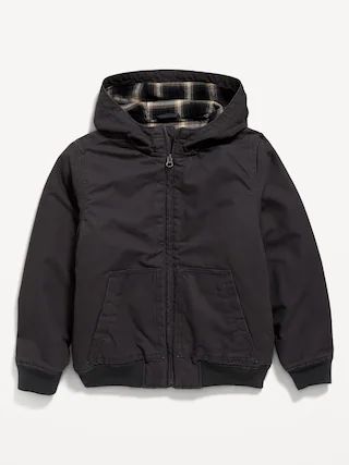 Flannel-Lined Hooded Zip Utility Jacket for Boys | Old Navy (US)