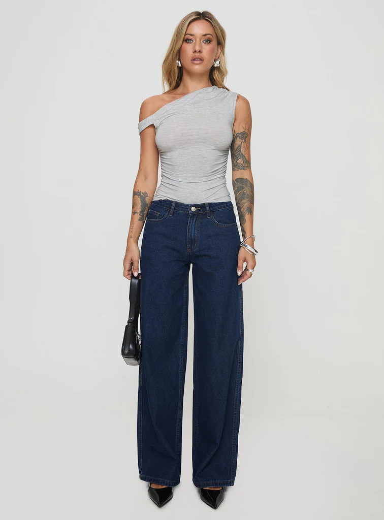 Maryanne Mid-rise Relaxed Denim Jeans Dark Wash | Princess Polly US
