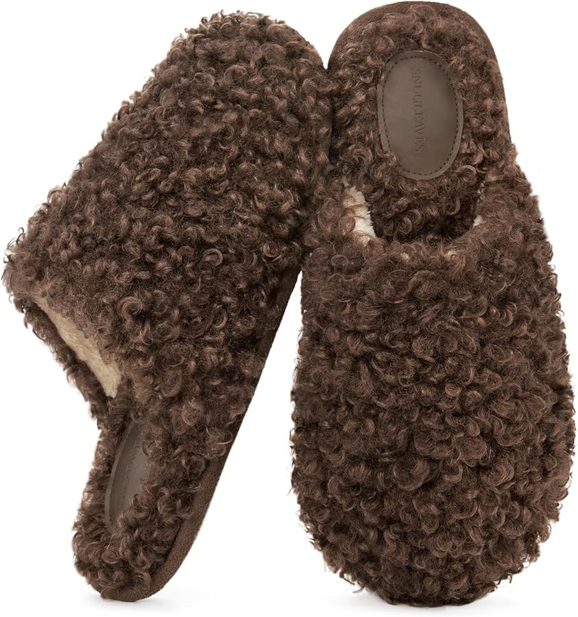 Snug Leaves Women's Scuff Slippers Furry Cute Memory Foam House Shoes | Amazon (US)