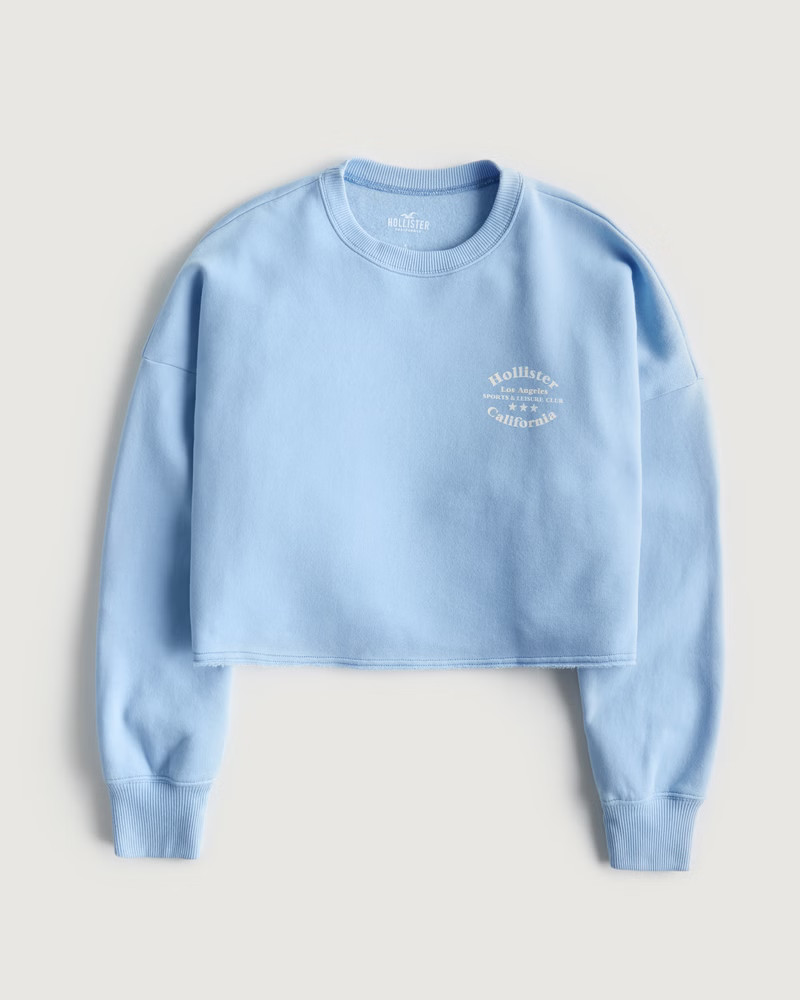 Women's Oversized Print Logo Graphic Crew Sweatshirt | Women's Tops | HollisterCo.com | Hollister (US)