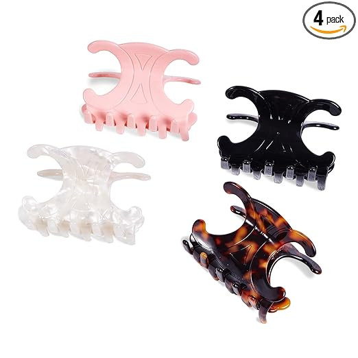 Premium durable acetate butterfly hair clips, 4 Pack. Medium Size Acetate Hair Claw Clips with Se... | Amazon (US)