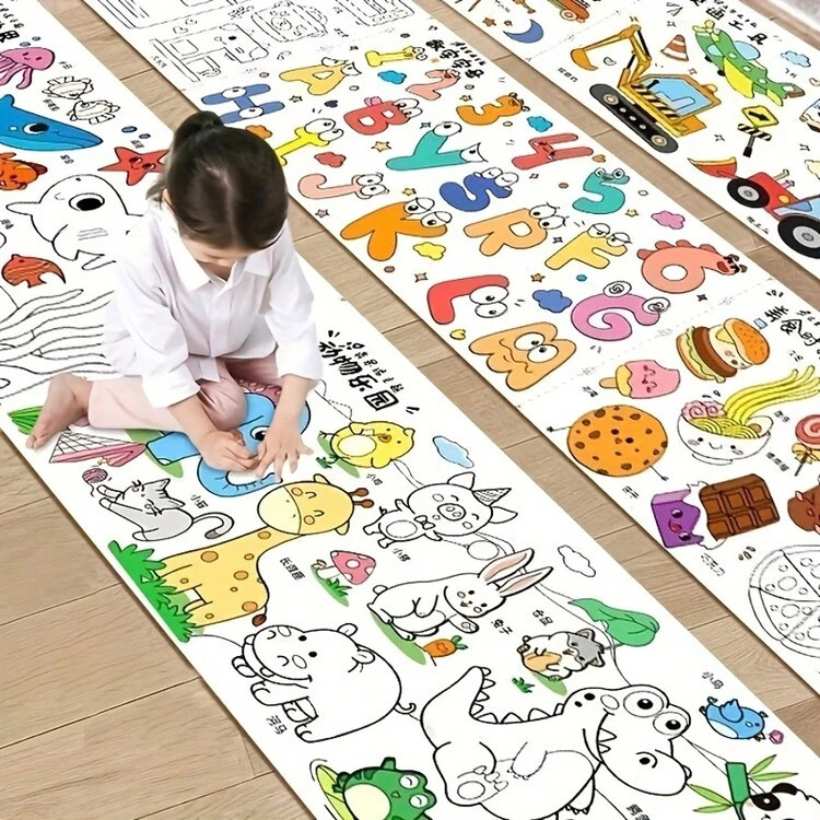 Extra Long Creative Graffiti Scroll, Children's DIY Painting, Includes Animal, Fruit, Marine Life... | SHEIN