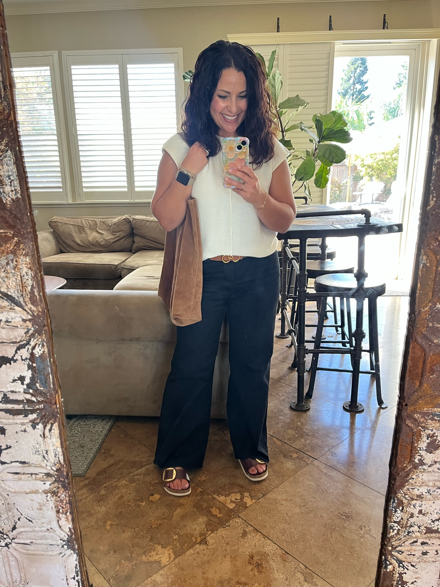 Cap sleeved sweater is as close as I can get to fall, it’s still hot here! Wearing a small in my sweater and jeans. My belt is reversible and fantastic!

Teacher outfit
Summer to fall look
Amazon finds

#LTKWorkwear #LTKOver40 #LTKStyleTip