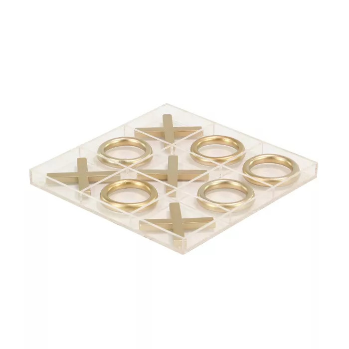 12" Modern Acrylic and Iron Tic Tac Toe Set - Olivia & May | Target