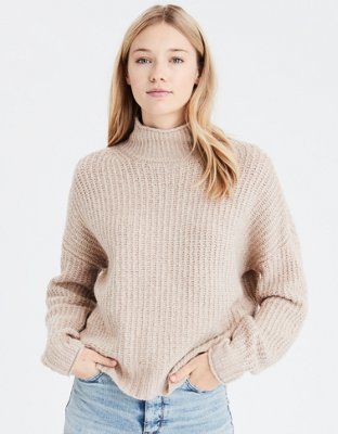 AE Mock Neck Oversized Sweater | American Eagle Outfitters (US & CA)