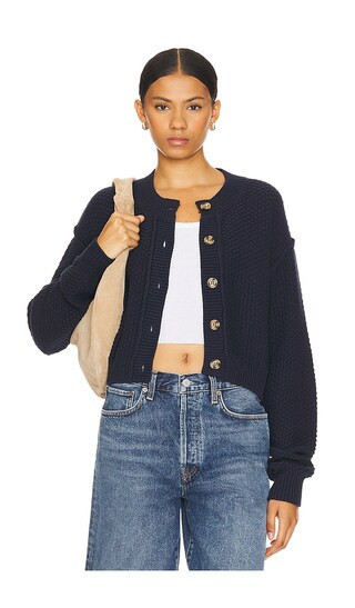 Free People Lila Cardi in Navy. - size L | Revolve Clothing (Global)