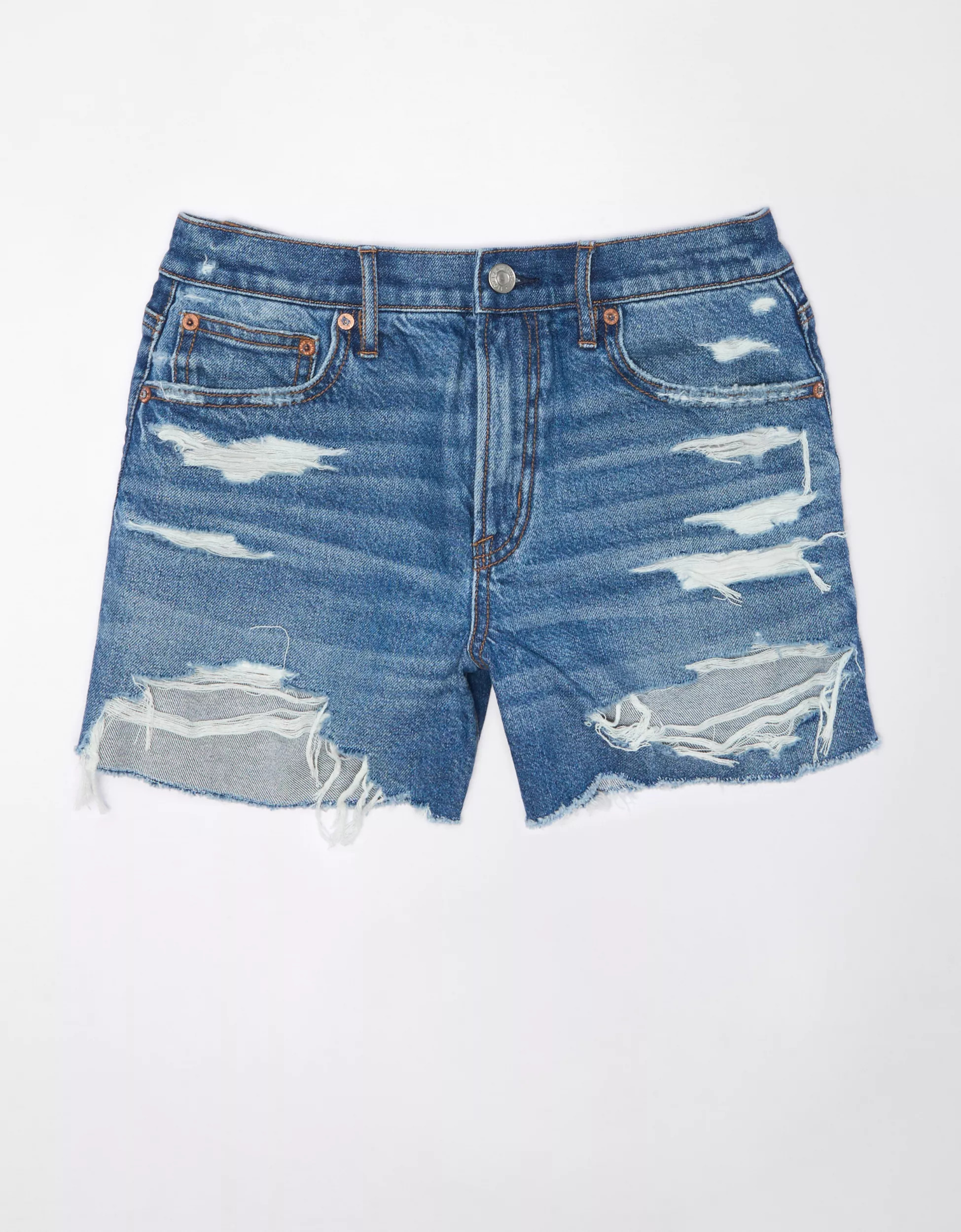 AE Strigid 4" Perfect Ripped Denim Short | American Eagle Outfitters (US & CA)