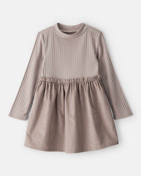 Toddler Girl Rib Knit Dress - Brown | Carter's Inc