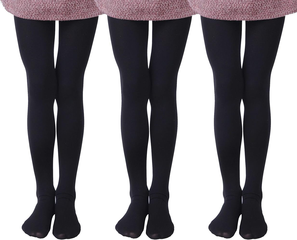 EVERSWE 3 Pairs Pack Girls Microfiber Tights Multiple Colors | Amazon (US)