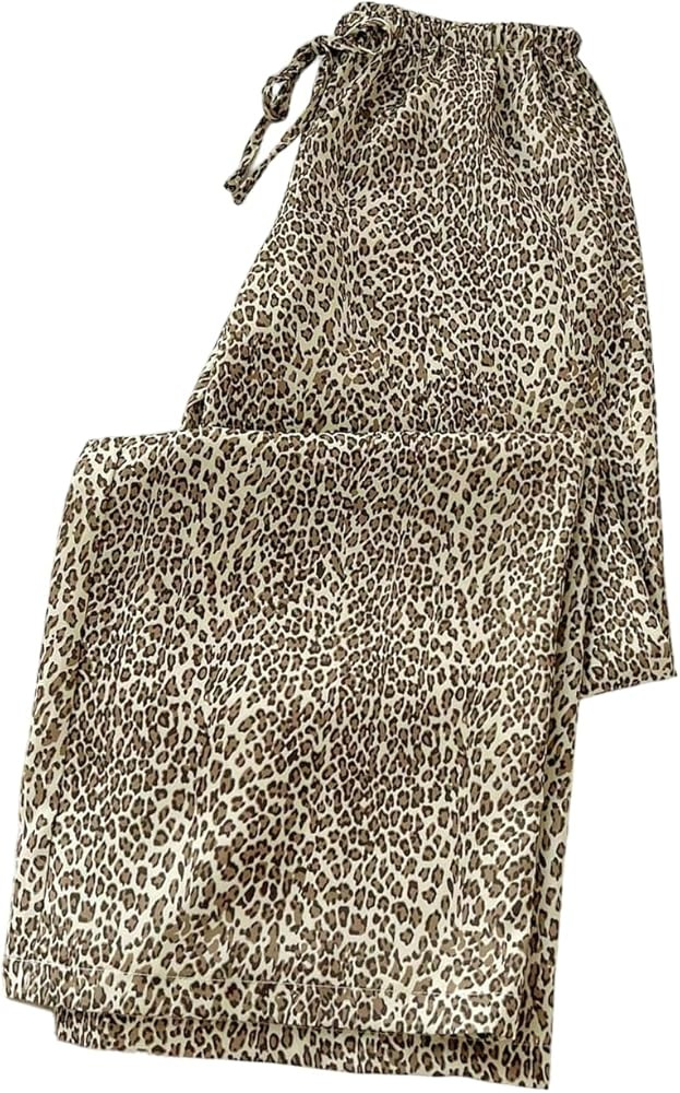 Verdusa Women's Leopard Print Wide Leg Pants Y2K Streetwear Loose Trousers Fall Clothes | Amazon (US)