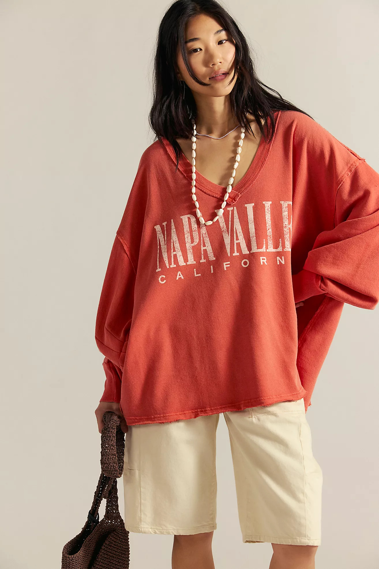 We The Free Venice V-Neck Graphic Sweatshirt | Free People (Global - UK&FR Excluded)