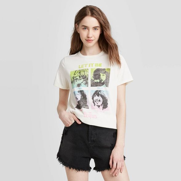 Women's The Beatles Let it Be Short Sleeve Graphic T-Shirt (Juniors') - Ivory | Target