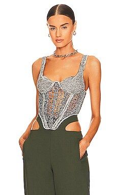 Dion Lee Crochet Corset Top in Black Marle from Revolve.com | Revolve Clothing (Global)