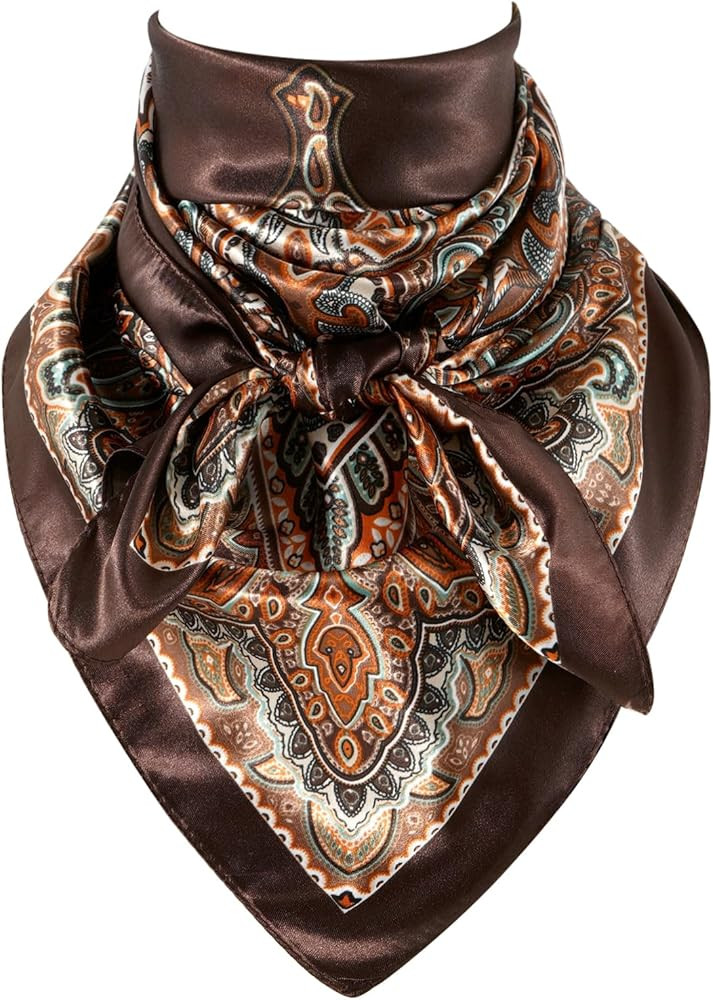 GERINLY 35 Inch Wild Rag Cowboy Scarves for Men, Large Rancher Neckerchief Silk Feel, Oversize We... | Amazon (US)
