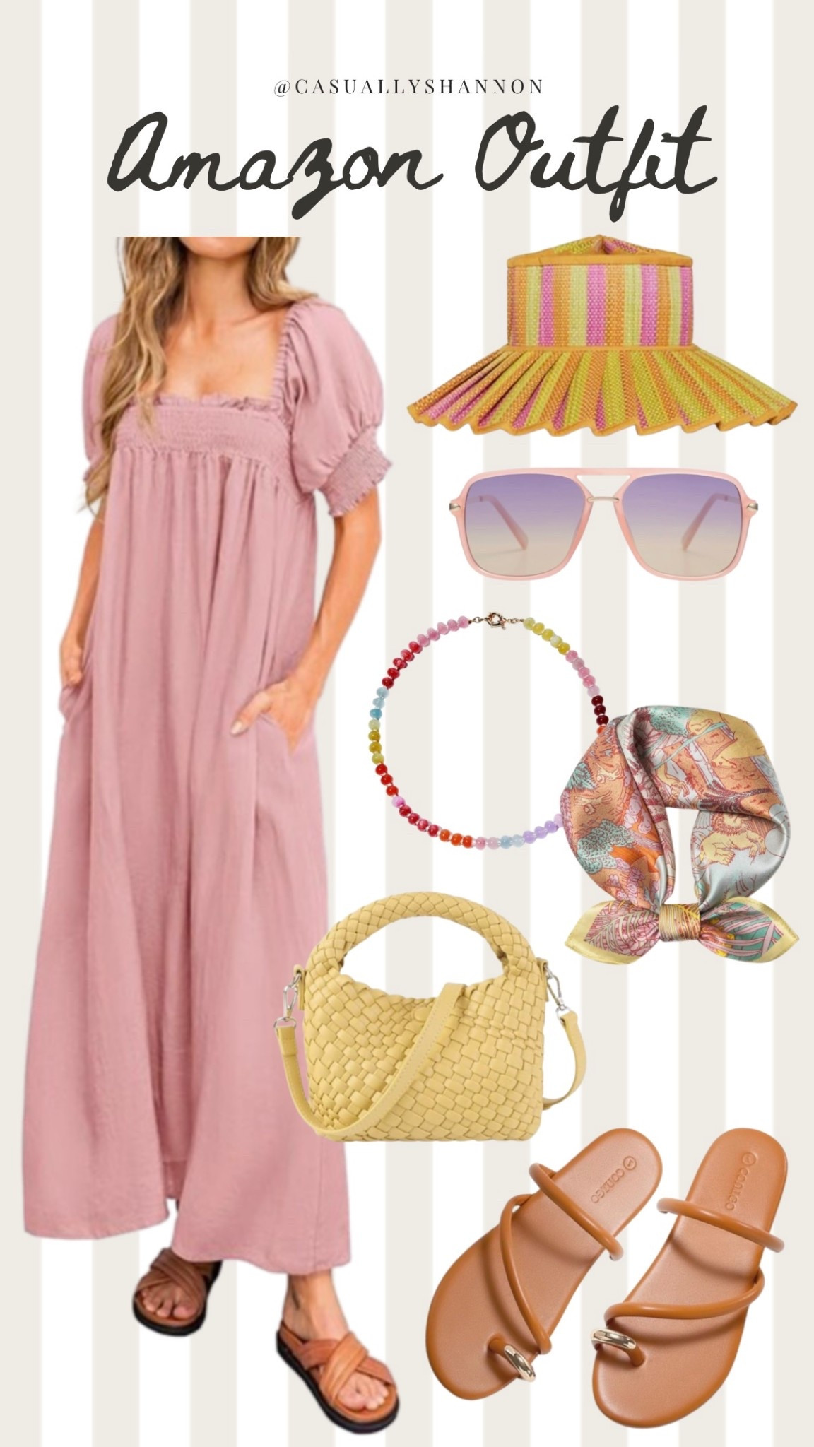 Summer maxi dress for women | summer outfit inspo | vacation outfit | bring color into summer | pink and yellow color combo | beaded necklace | summer hat for women | sundress | pink sunglasses | neck scarf | summer sandals for women | #LTKVacation #LTKBeachOutfit | Amazon fashion finds

#LTKSaleAlert
