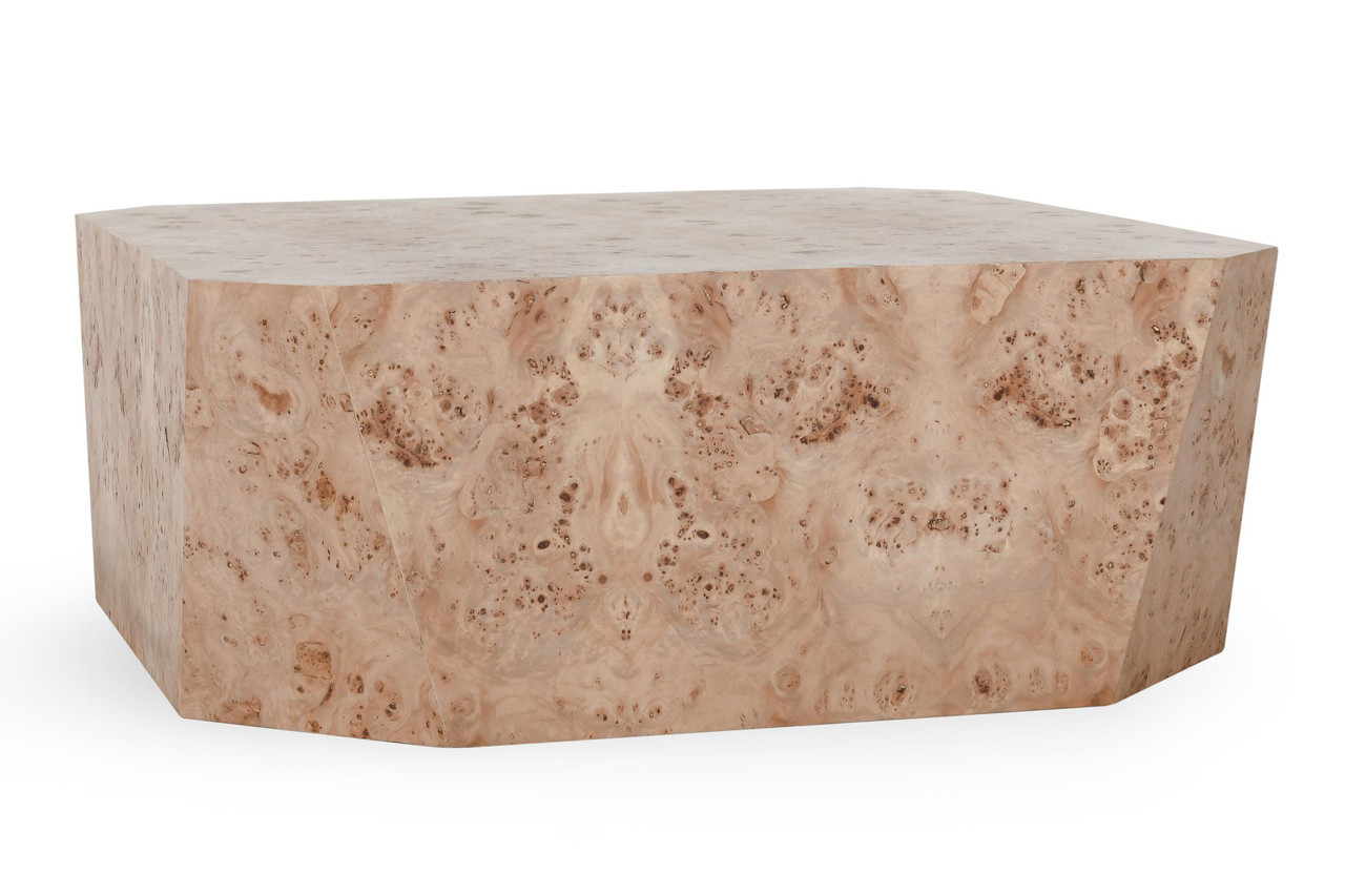Avena 42 Inch Burl Wood Square Coffee Table In Natural Tone | 1stopbedrooms