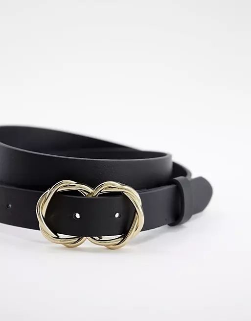 Pieces twisted double circle belt in black | ASOS (Global)