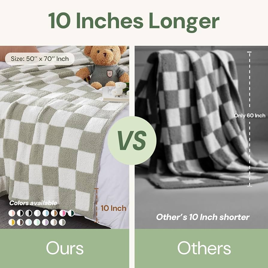 WRENSONGE Fall Checkered Throw Blanket, Burnt Orange Soft Cozy Fluffy Warm Hand Made Throw Blanke... | Amazon (US)