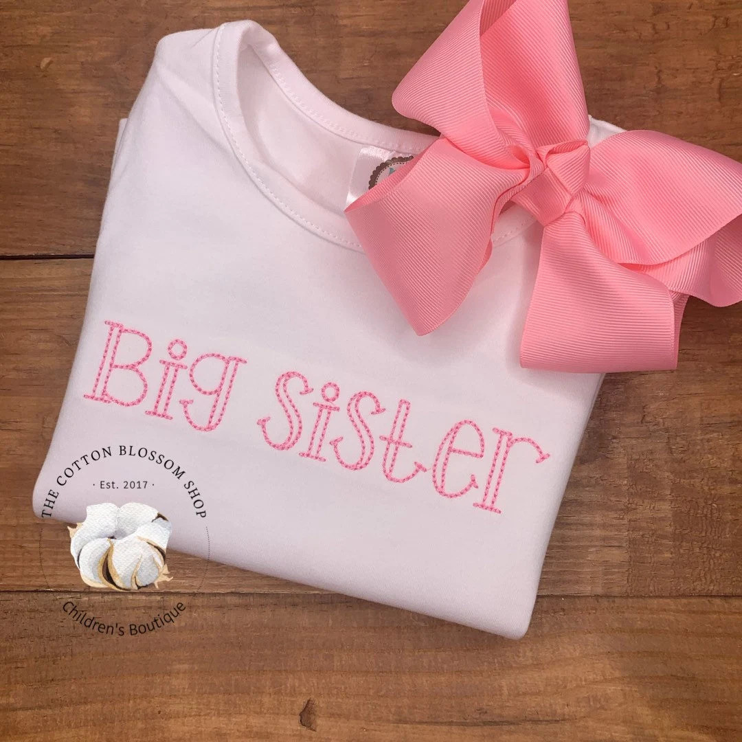 Big Sister Shirt, Big Sister Pregnancy Announcement Shirt, Big Sister Embroidered Shirt, Big Sist... | Etsy (US)