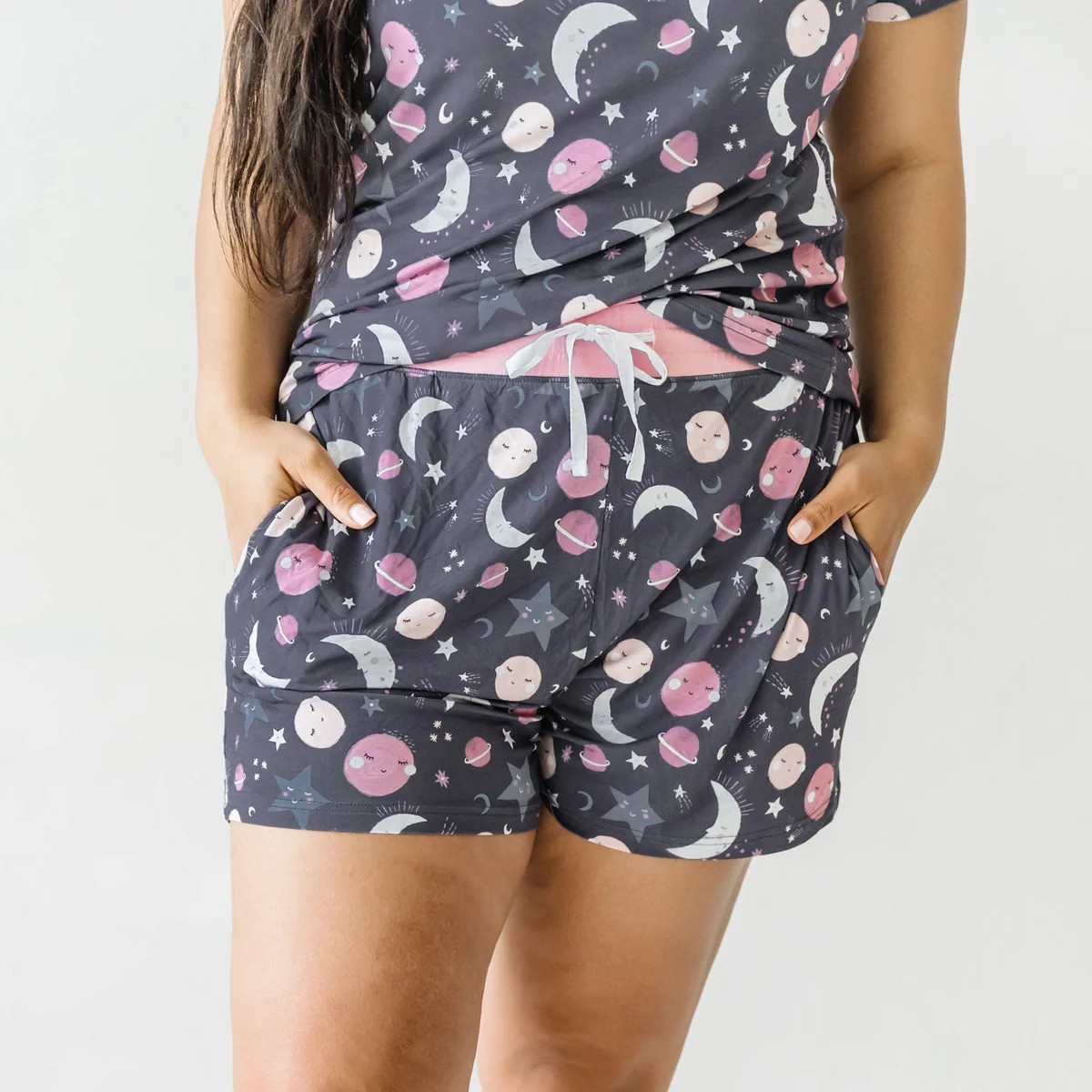 Pink To the Moon & Back Women's Pajama Shorts | Little Sleepies