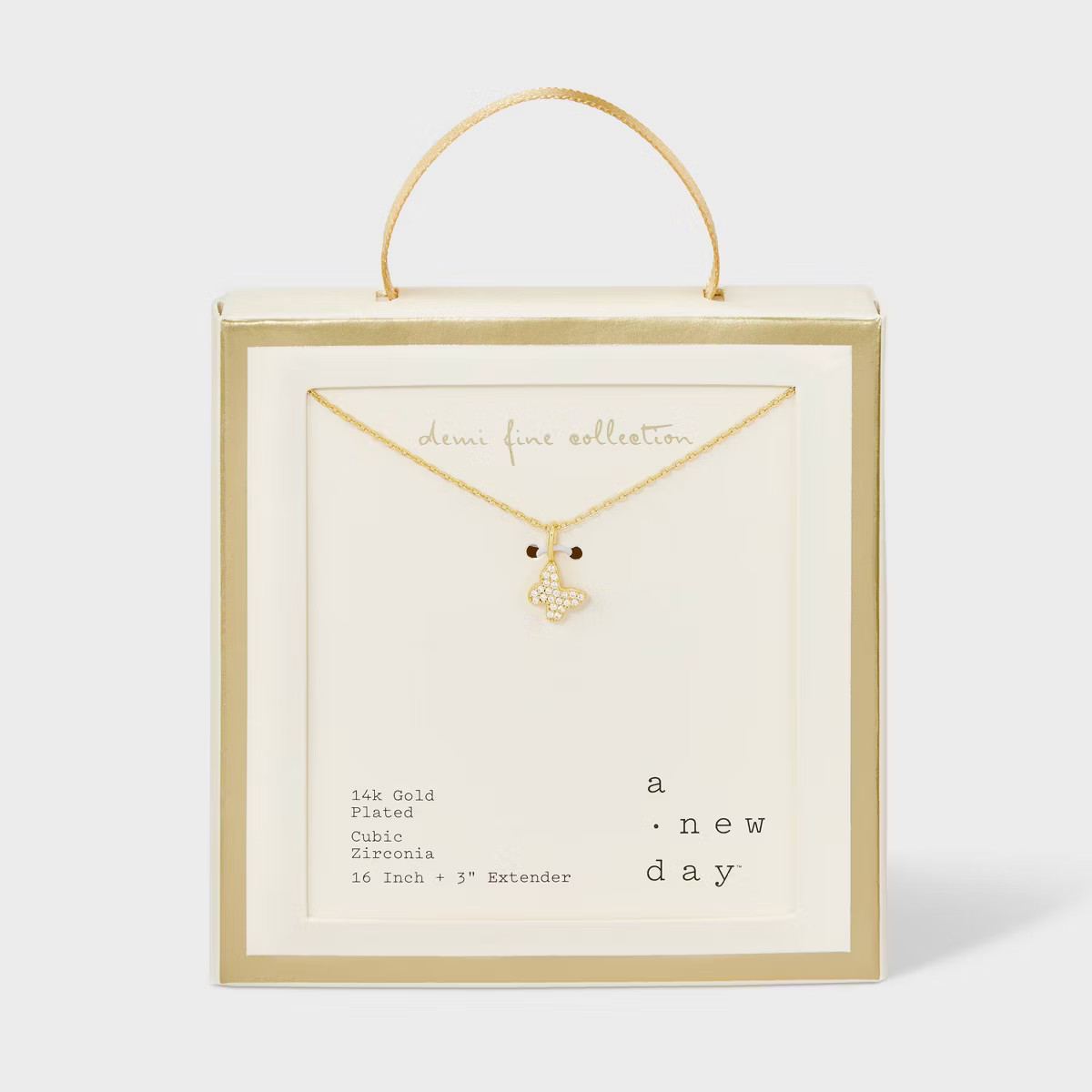 Cubic Zirconia 14k Gold Plated Pave Necklace with Extender - A New Day™ | Target